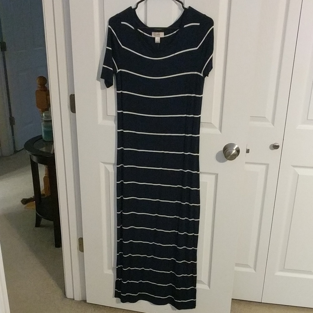 Navy & White Stripe Maxi Dress